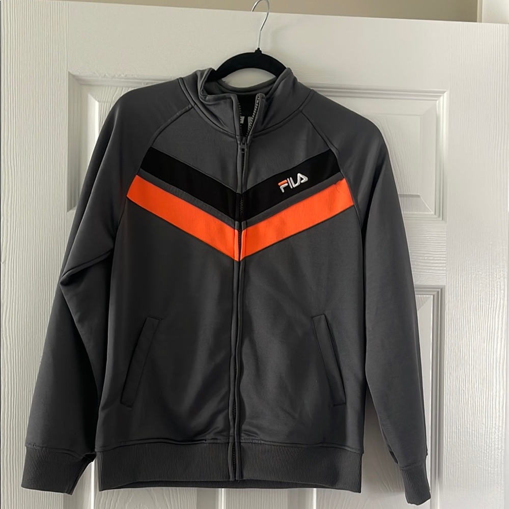 ❤️NWOT!!!❤️ Boys Fila Charcoal and Orange Zip-Up Jacket large 14-16